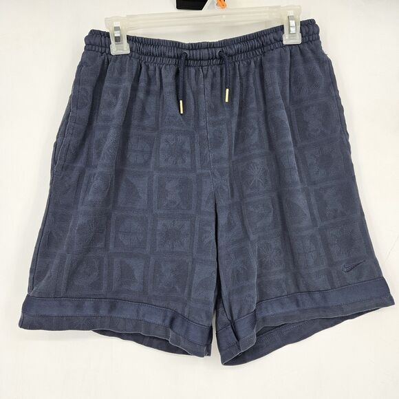 Nike Shorts Mens Medium Basketball Dri-Fit Knit Loose Fit Navy Blue Gym Workout - Picture 1 of 12